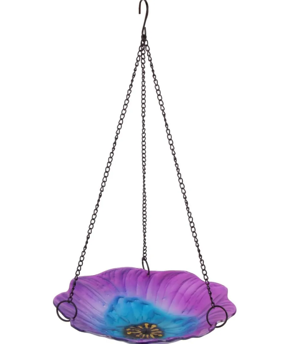 Dehner Natura Premium Vogeltränken|Gartenzwerge & Gartenfiguren - Vogeltränke, Glas, ca. Ø26/H49 cm Lila