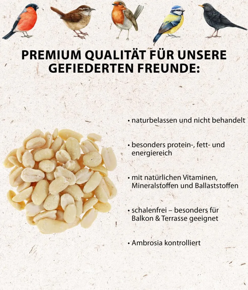 Dehner Natura Premium Wildvogelfutter & Snacks > Wildvogelfutter Halbe/Ganze Erdnüsse