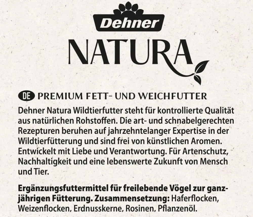 Dehner Natura Premium Wildvogelfutter & Snacks > Wildvogel Fett- und Weichfutter