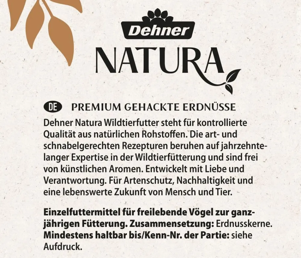 Dehner Natura Premium Wildvogelfutter & Snacks > Wildvogelfutter Gehackte Erdnüsse