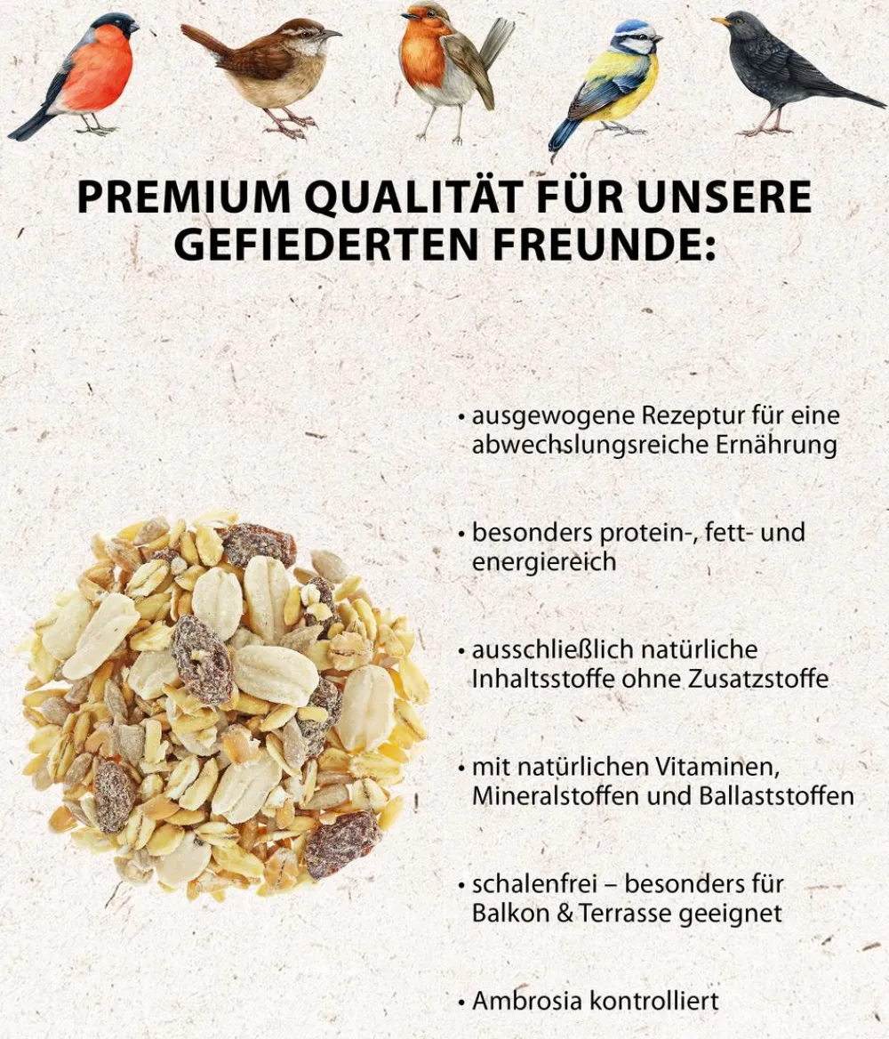 Dehner Natura Premium Wildvogelfutter & Snacks > Wildvogel Streufutter schalenfrei