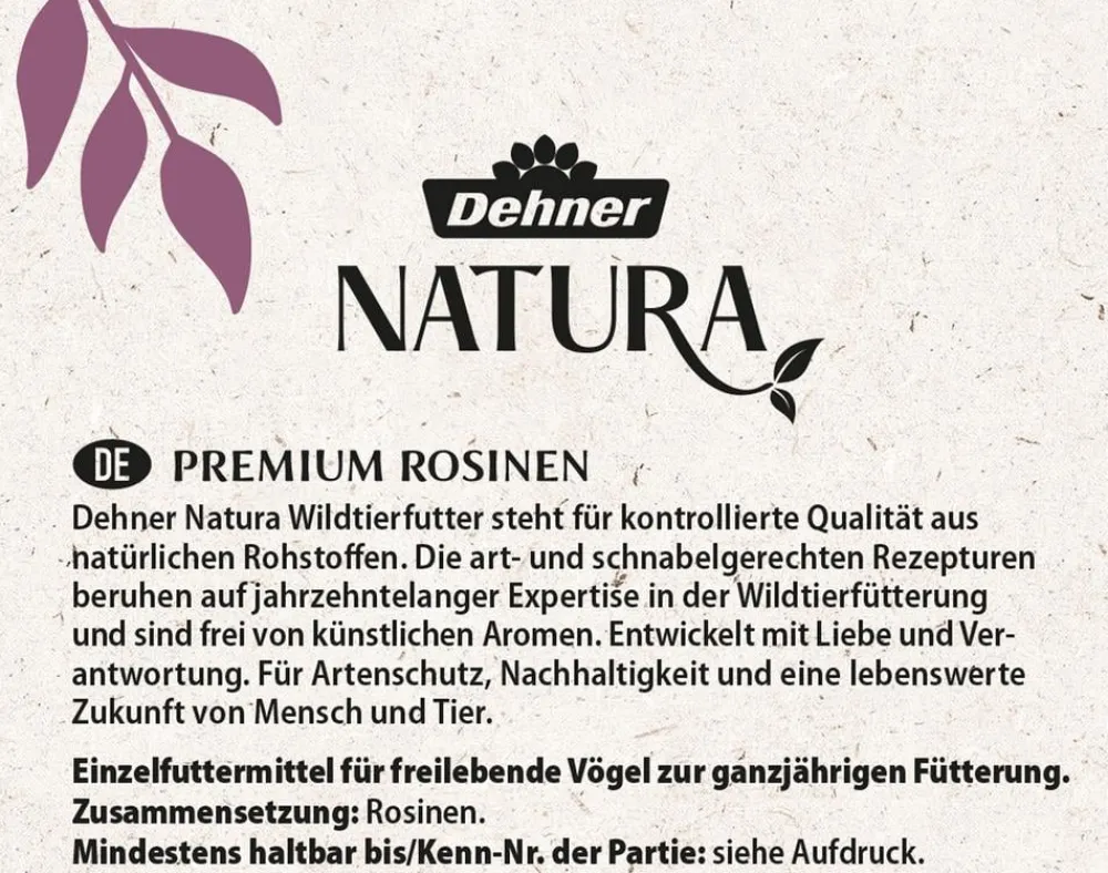 Dehner Natura Premium Wildvogelfutter & Snacks > Wildvogelfutter Rosinen