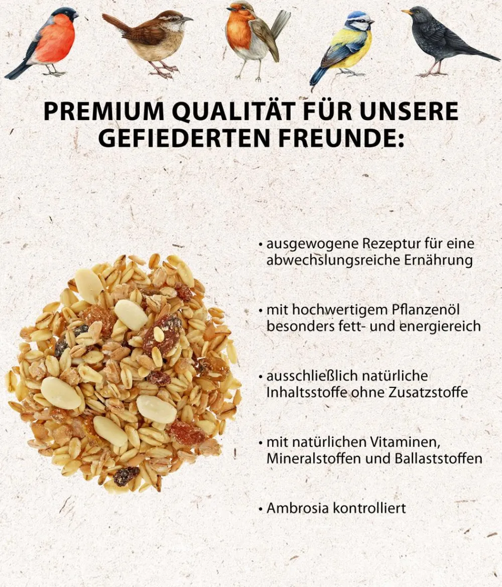 Dehner Natura Premium Wildvogelfutter & Snacks > Wildvogelfutter Erdnussbutter im Glas, Rosine, 8 x 340 g