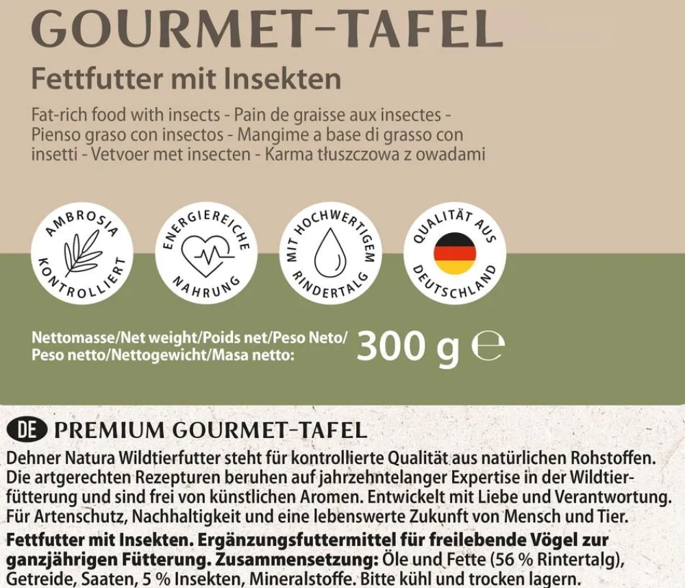Dehner Natura Premium Wildvogelfutter Futtertafel mit Insekten, 12x300 g Best