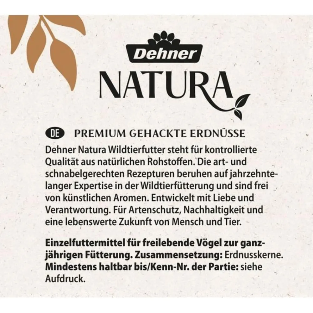 Dehner Natura Premium Wildvogelfutter Gehackte Erdnüsse im Eimer, 5 l New
