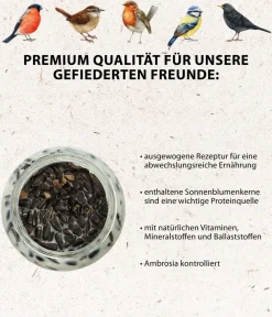 Dehner Natura Premium Wildvogelfutter & Snacks - Wildvogelfutter Geschälte Sonnenblumenkerne