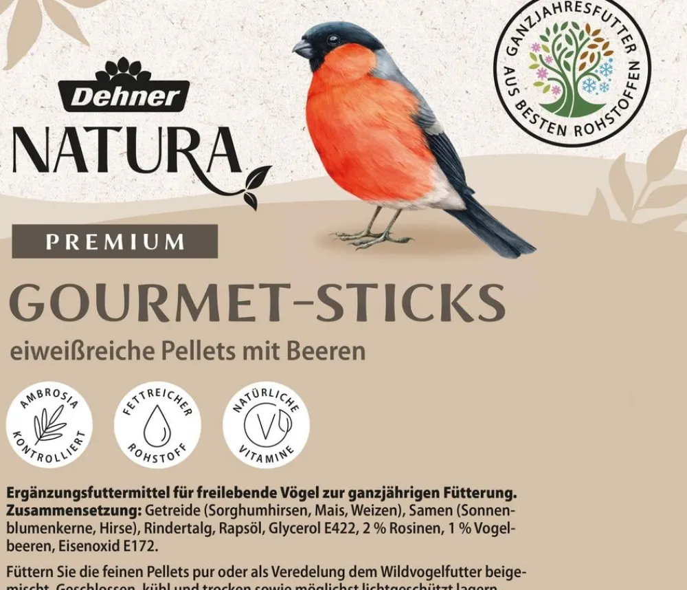 Dehner Natura Premium Meisenknödel > Wildvogelfutter Beeren-Meisenknödel im Karton, ohne Netz, 100 Stk.