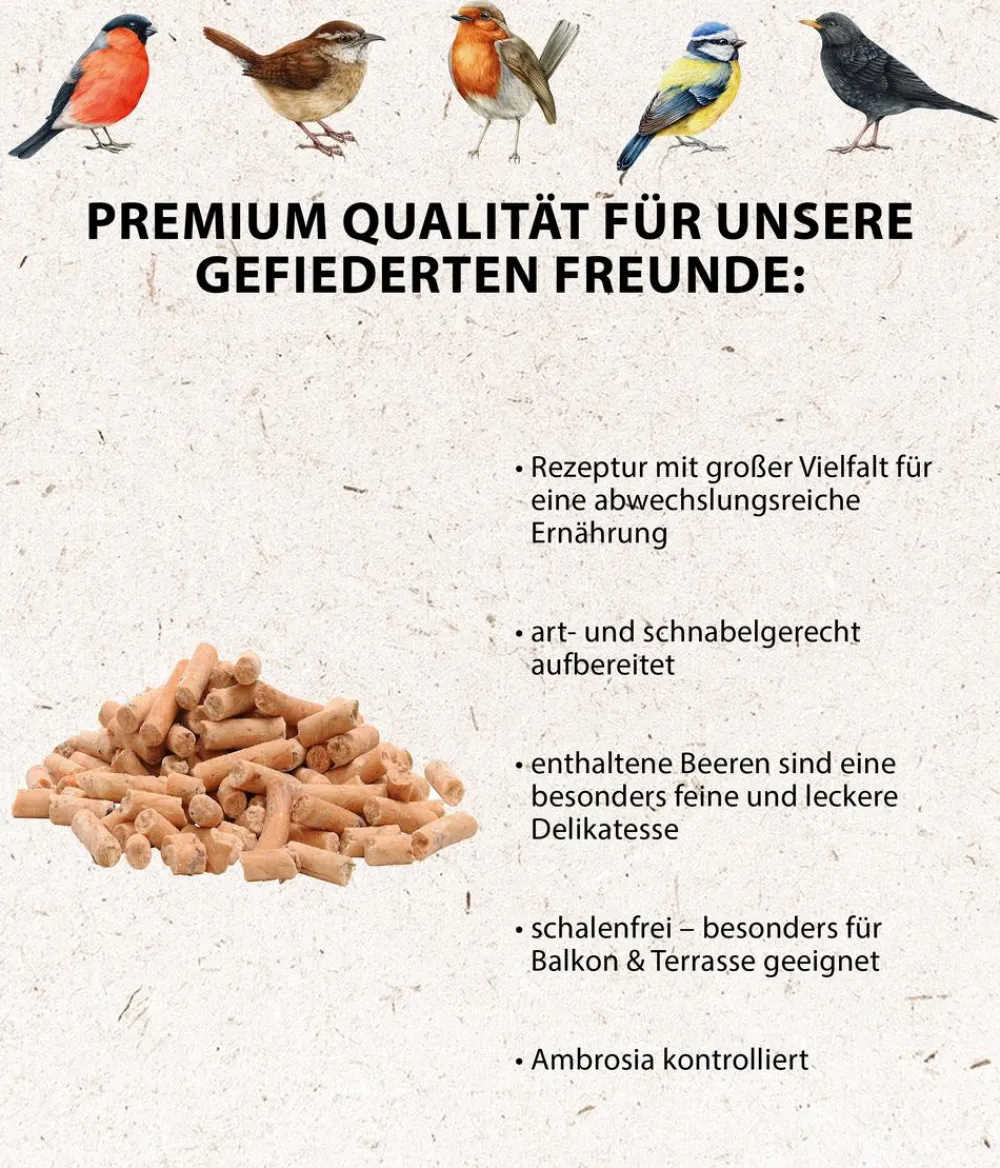 Dehner Natura Premium Meisenknödel > Wildvogelfutter Beeren-Meisenknödel im Karton, ohne Netz, 100 Stk.