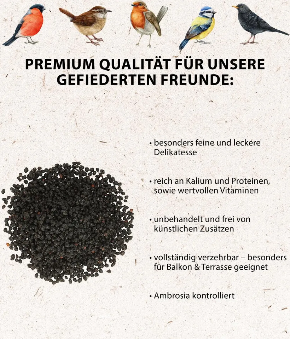 Dehner Natura Premium Wildvogel Ganzjahresfutter Holunderbeeren, 450 g New