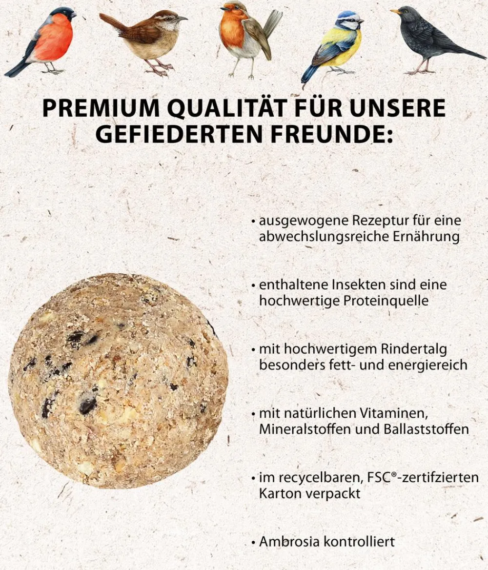 Dehner Natura Premium Wildvogelfutter & Snacks - Wildvogelsnack Hermetia-Larven, 400 g