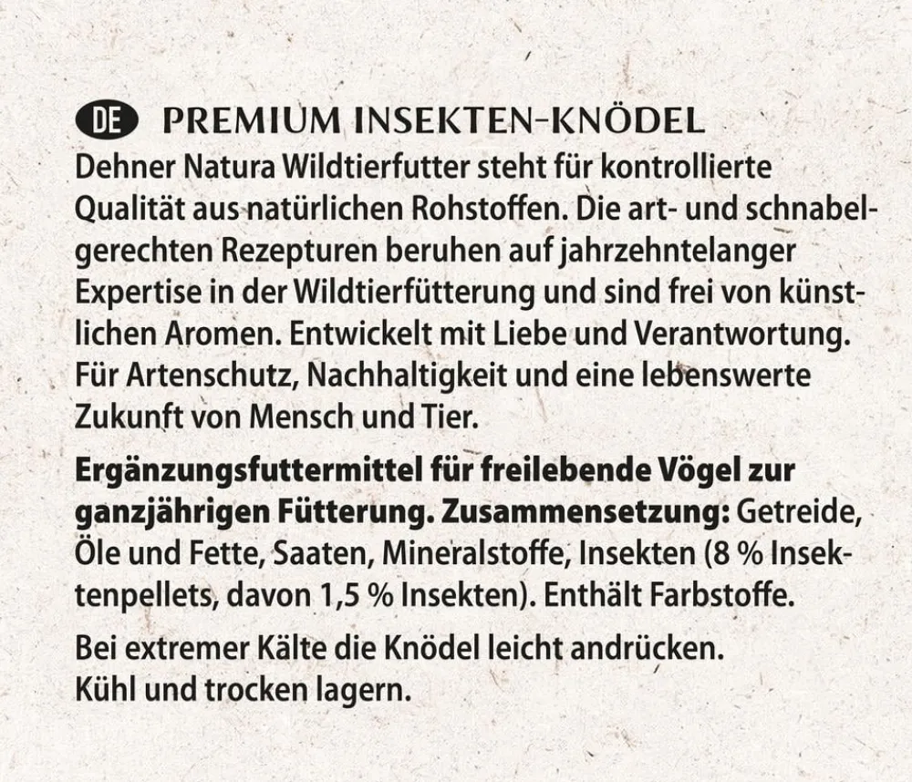 Dehner Natura Premium Wildvogelfutter & Snacks - Wildvogelsnack Hermetia-Larven, 400 g