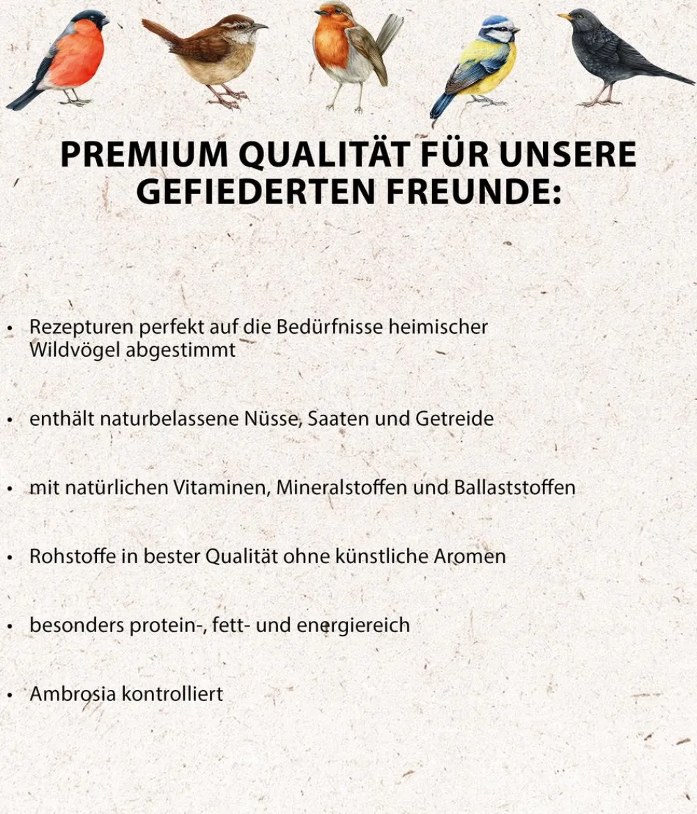 Dehner Natura Premium Wildvogelfutter & Snacks - Wildvogelfutter Hanfsaat