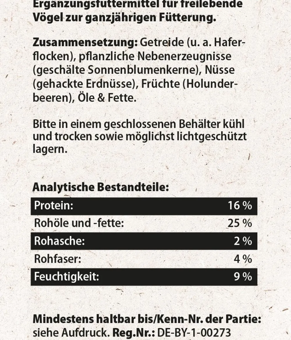 Dehner Natura Premium Wildvogelfutter Ganzjahresfutter Terrassen-Mix, 900 g Hot