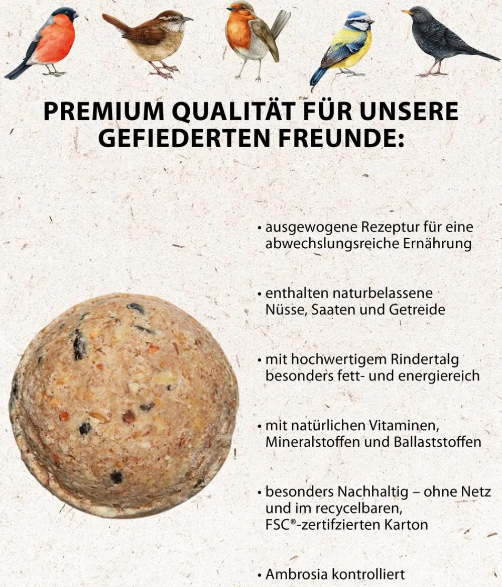 Dehner Natura Premium Wildvogelfutter Meisenknödel im Karton, ohne Netz Clearance