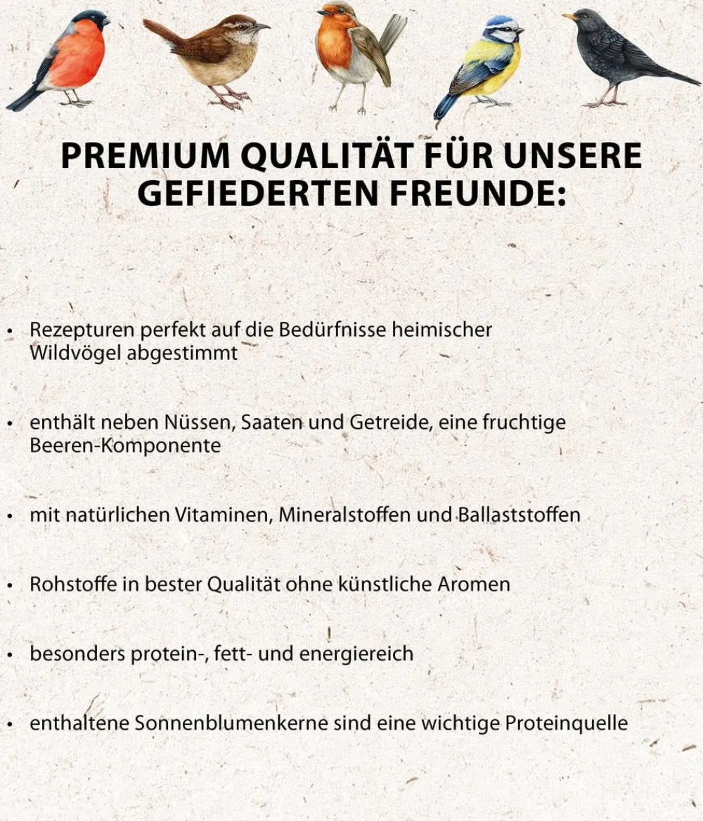 Dehner Natura Premium Wildvogelfutter & Snacks - Wildvogelfutter Maxi Gourmet-Mix, 1.380 g