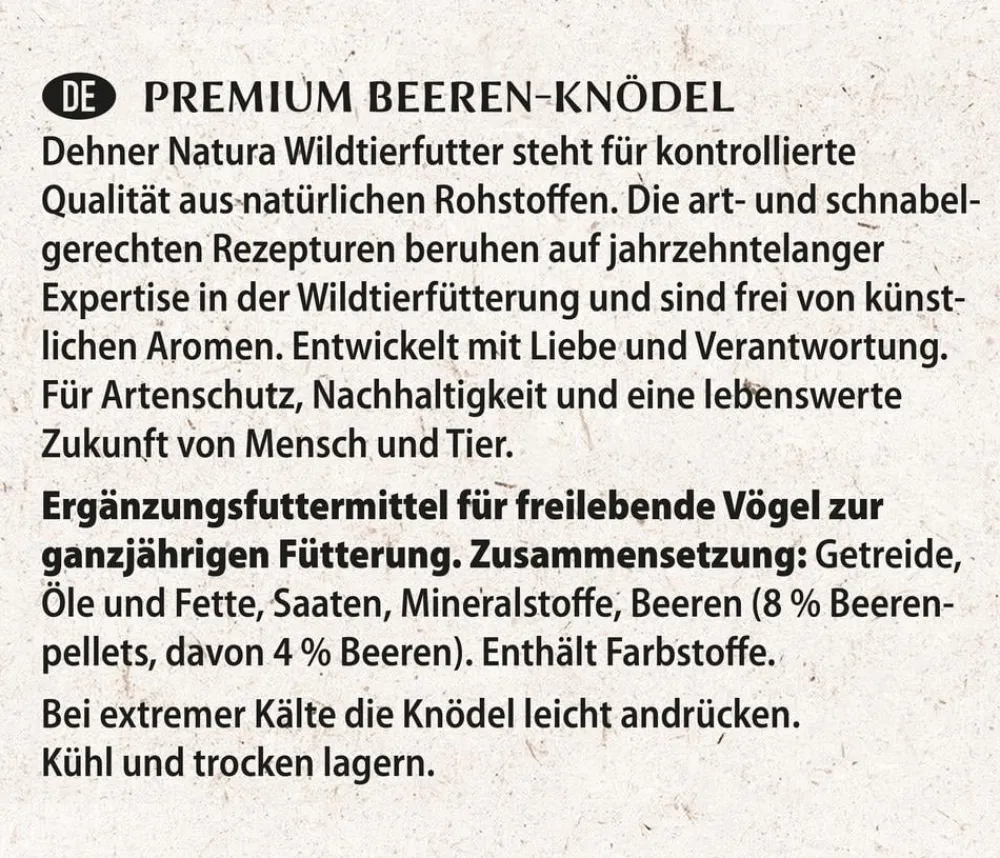 Dehner Natura Premium Wildvogelfutter & Snacks - Wildvogelfutter Gourmet-Kette, 480 g