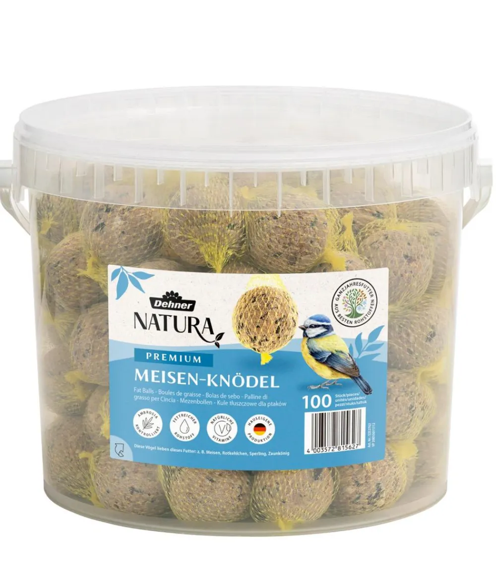 Dehner Natura Premium Meisenknödel - Wildvogelfutter Meisenknödel im Eimer, mit Netz