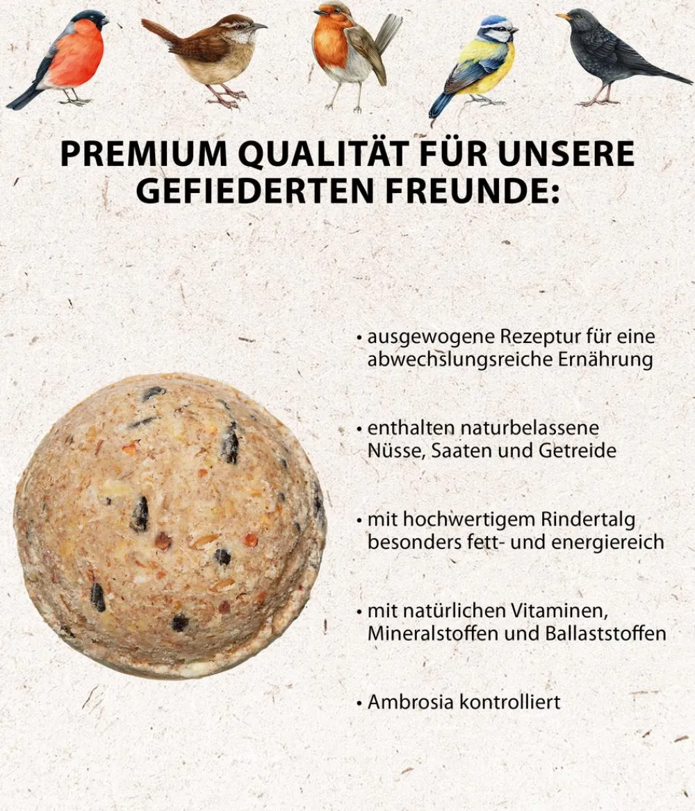 Dehner Natura Premium Meisenknödel - Wildvogelfutter Riesen-Meisenknödel, mit Netz