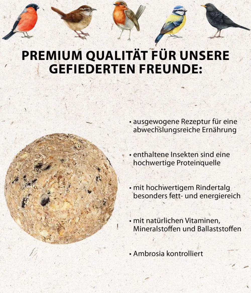 Dehner Natura Premium Meisenknödel - Wildvogelfutter Insekten-Meisenknödel, mit Netz