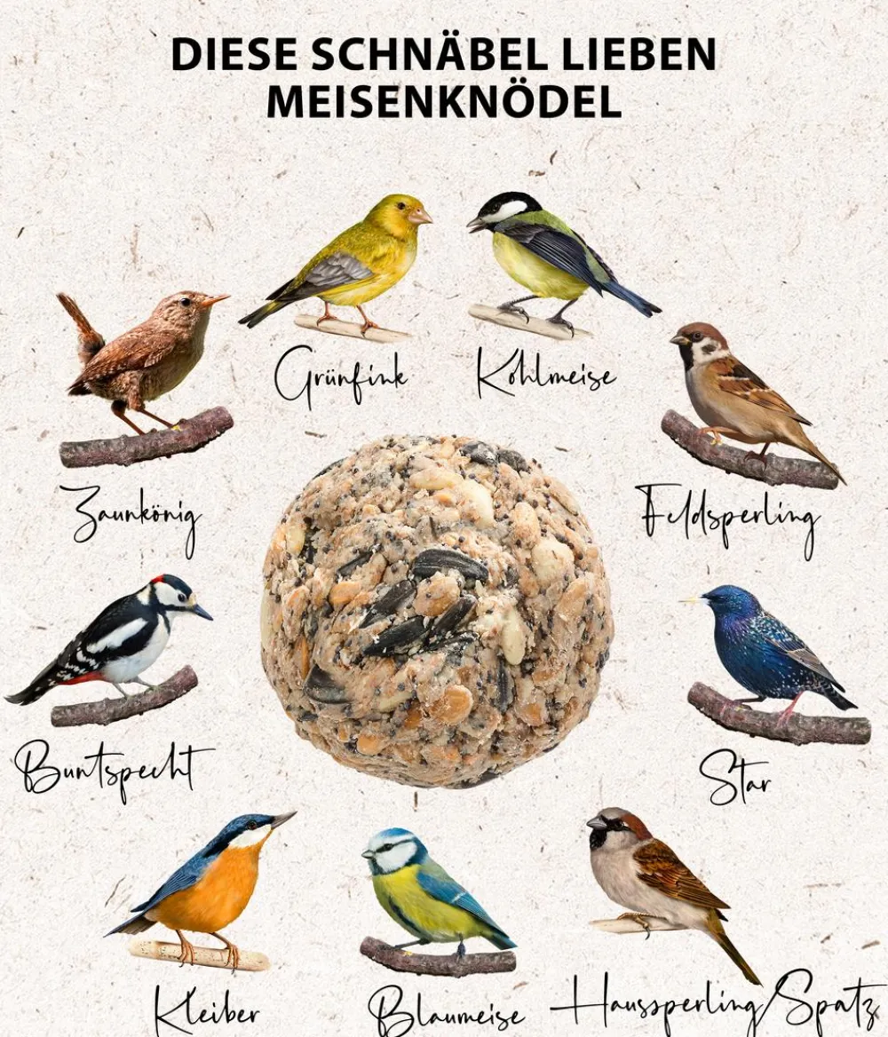 Dehner Natura Premium Meisenknödel - Wildvogelfutter Mohn-Meisenknödel im Eimer, mit Netz, 30 Stk.