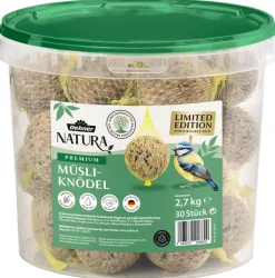 Dehner Natura Premium Meisenknödel - Wildvogelfutter Müsli-Meisenknödel im Eimer, mit Netz, 30 Stk.