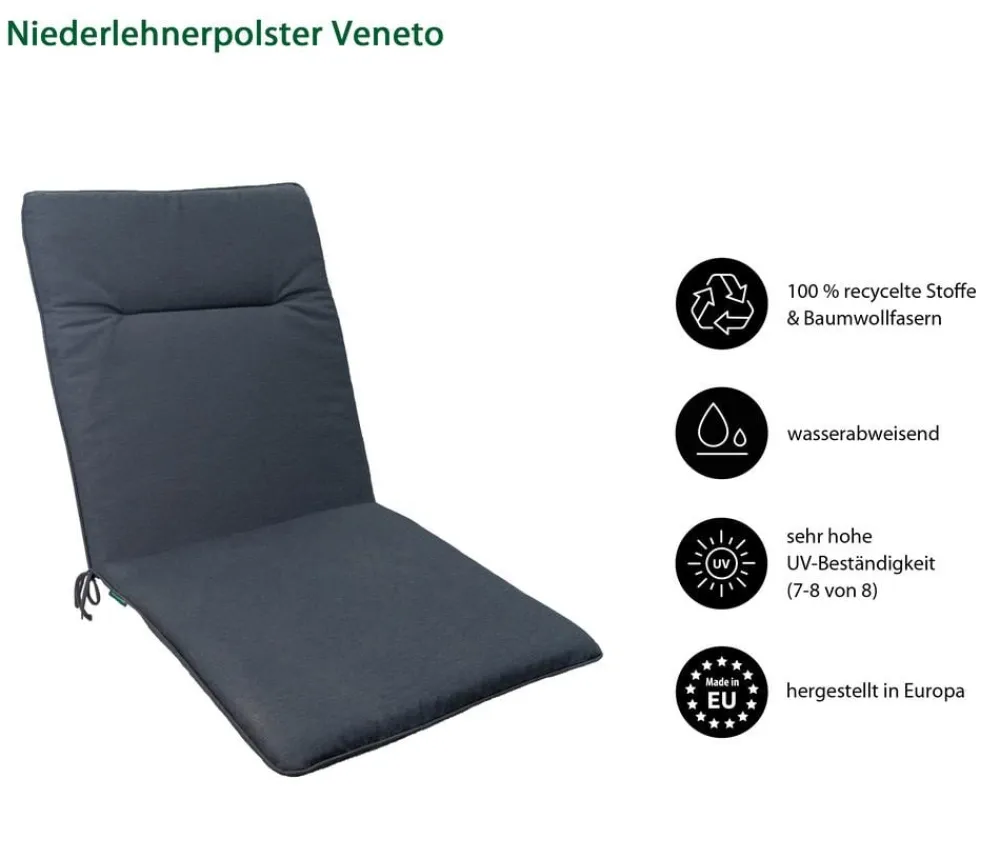 Dehner Niederlehnerauflage Veneto, ca. B48/H4/T97 cm Dunkelgrau Hot