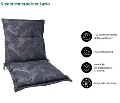 Dehner Sitzauflagen - Niederlehnerauflage Lazio, ca. B50/H6/T100 cm Dunkelgrau
