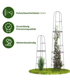 Dehner Rankgitter & Obelisken - Obelisk-Set Kuro, 2-teilig Schwarz
