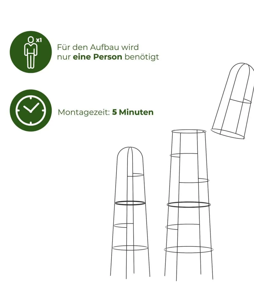 Dehner Rankgitter & Obelisken - Obelisk-Set Kuro, 2-teilig Schwarz