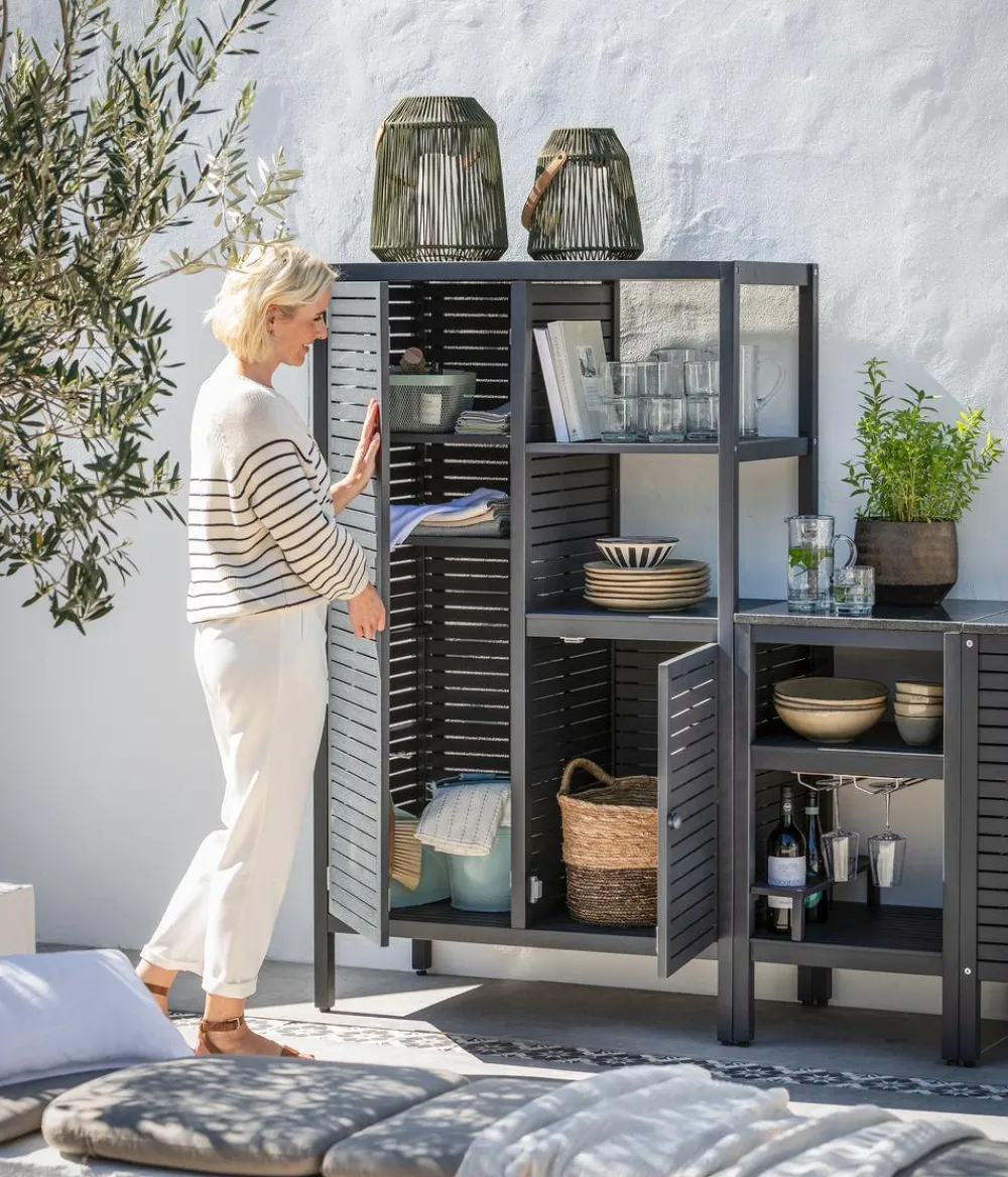 Dehner Gartenschränke & -Regale - Outdoor-Küche Hochschrank Southampton, ca. B100/H165/T50 cm Anthrazit