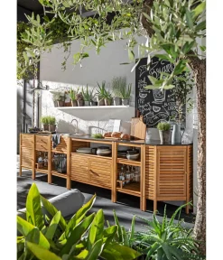 Dehner Gartenschränke & -Regale - Outdoor-Küche Regal Southampton, ca. B50/H90/T50 cm Hellbraun