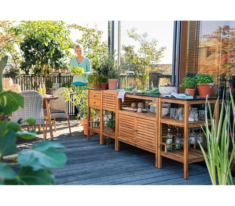 Dehner Gartenschränke & -Regale - Outdoor-Küche Regal Southampton, ca. B50/H90/T50 cm Hellbraun