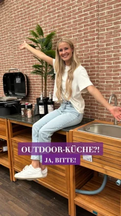 Dehner Outdoor-Küche Schrank Southampton, ca. B50/H90/T50 cm Hellbraun Outlet