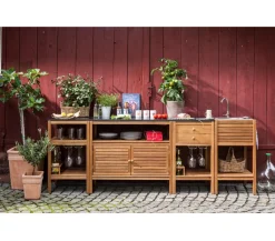 Dehner Gartenschränke & -Regale - Outdoor-Küche Spülschrank Southampton, ca. B52,5/H90/T50 cm Hellbraun