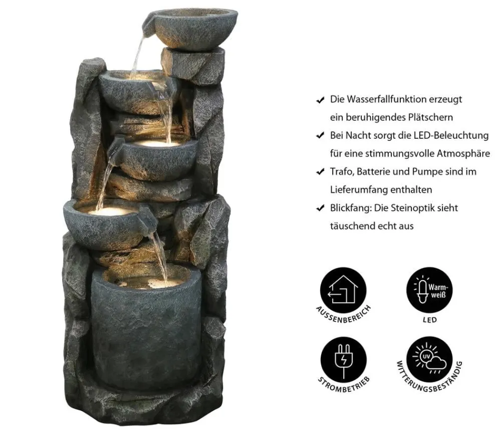 Dehner Gartenbrunnen > Polyethylen-Gartenbrunnen Gresta, solarfähig, ca. H97,5 cm