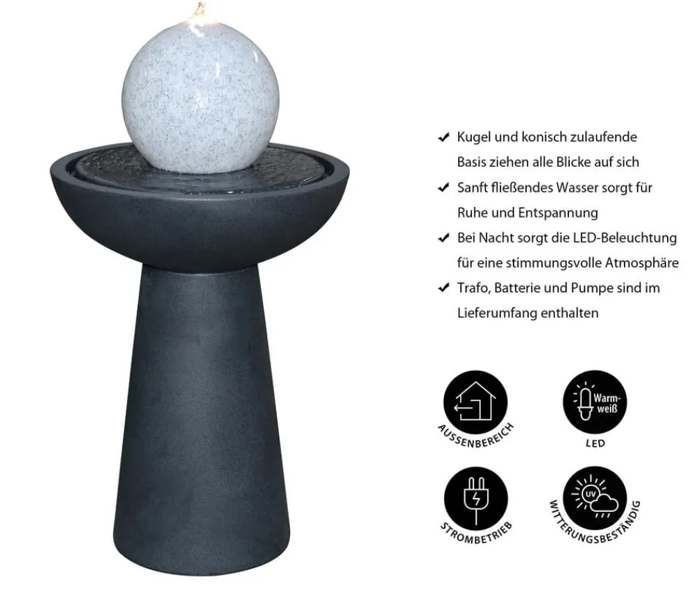 Dehner Polyethylen-Gartenbrunnen Aurora, solarfähig, ca. H88 cm Best