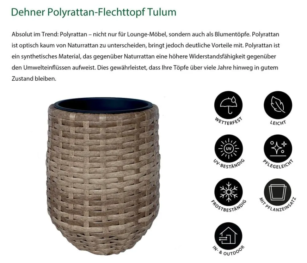 Dehner Blumentöpfe & Übertöpfe > Polyrattan-Flechttopf Tulum, rund