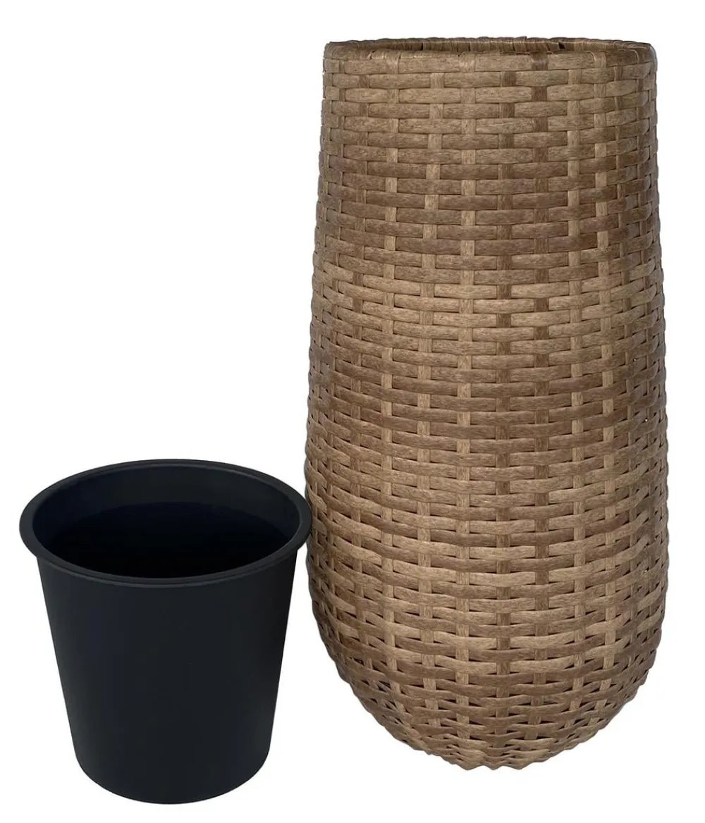 Dehner Polyrattan-Flechttopf Tulum, rund Braun Outlet