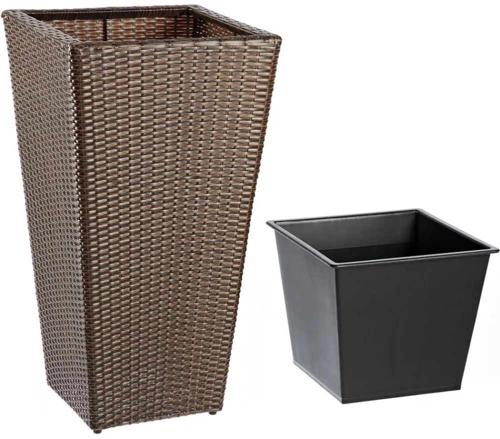 Dehner Vasen|Blumentöpfe & Übertöpfe - Polyrattan-Topf Alicante, konisch, Braun