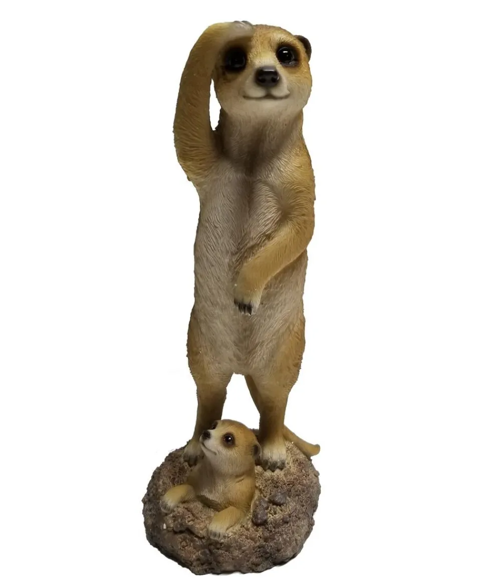 Dehner Gartenzwerge & Gartenfiguren - Polyresin-Erdmännchen Duo, ca. B11/H30/T11 cm