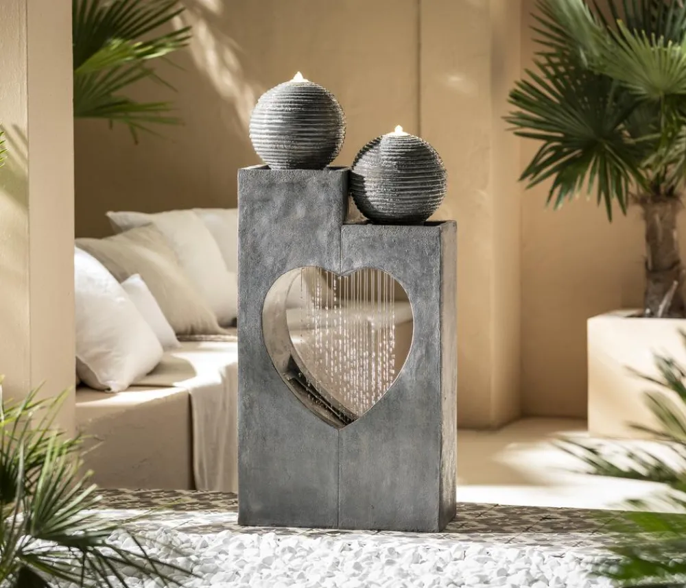 Dehner Polyresin-Gartenbrunnen Amor, solarfähig, ca. H99 cm New