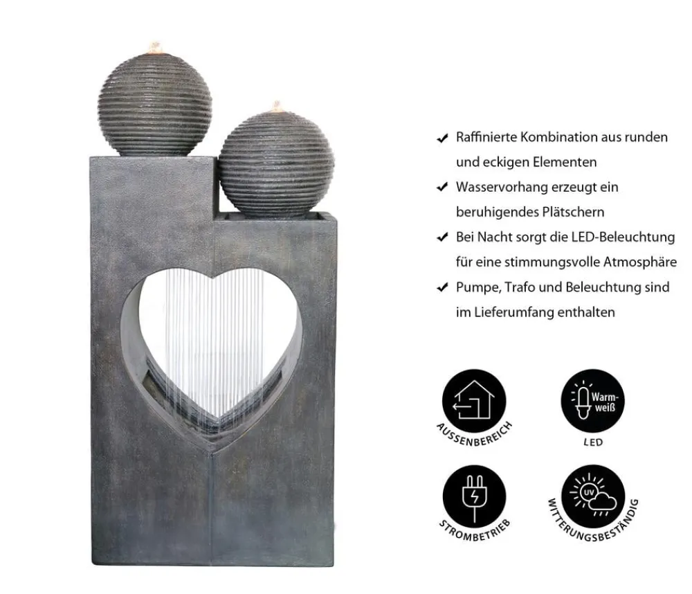 Dehner Polyresin-Gartenbrunnen Amor, solarfähig, ca. H99 cm New