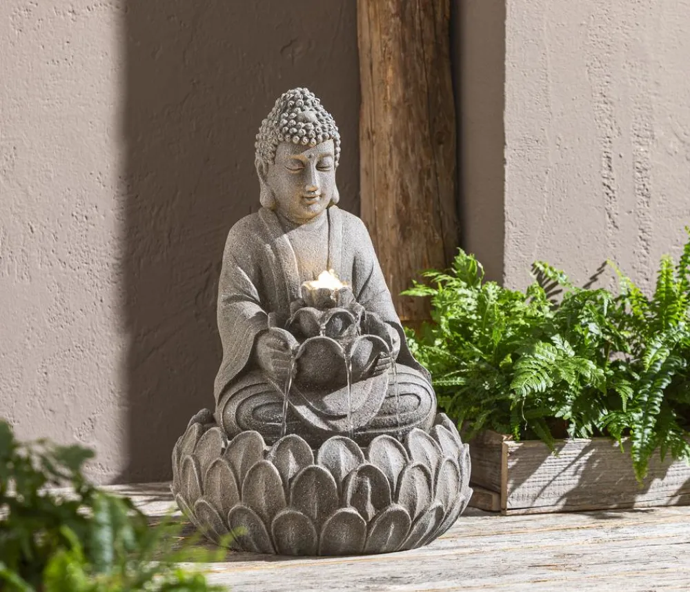 Dehner Polyresin-Gartenbrunnen Yoga, solarfähig, ca. H55 cm Outlet