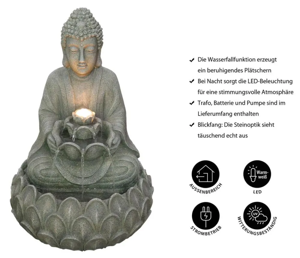 Dehner Polyresin-Gartenbrunnen Yoga, solarfähig, ca. H55 cm Outlet