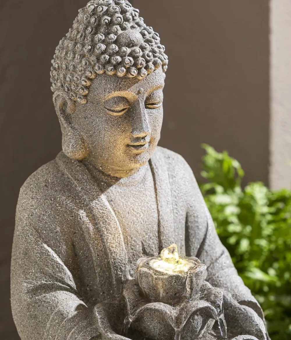 Dehner Polyresin-Gartenbrunnen Yoga, solarfähig, ca. H55 cm Outlet