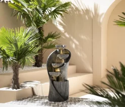 Dehner Gartenbrunnen - Polyresin-Gartenbrunnen Atlas, solarfähig, ca. H97 cm