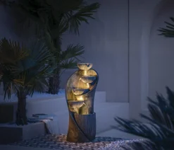 Dehner Gartenbrunnen - Polyresin-Gartenbrunnen Atlas, solarfähig, ca. H97 cm