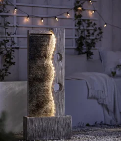 Dehner Gartenbrunnen - Polyresin-Gartenbrunnen Eclipse, solarfähig, ca. H100 cm