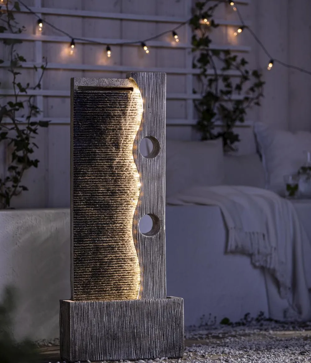 Dehner Gartenbrunnen - Polyresin-Gartenbrunnen Eclipse, solarfähig, ca. H100 cm