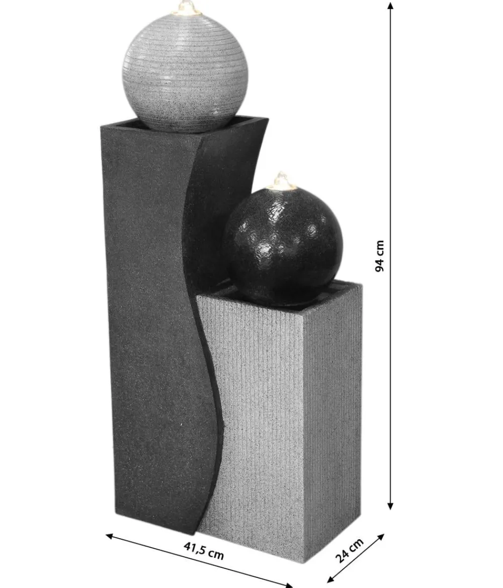 Dehner Gartenbrunnen - Polyresin-Gartenbrunnen Ying Yang, solarfähig, ca. H94 cm